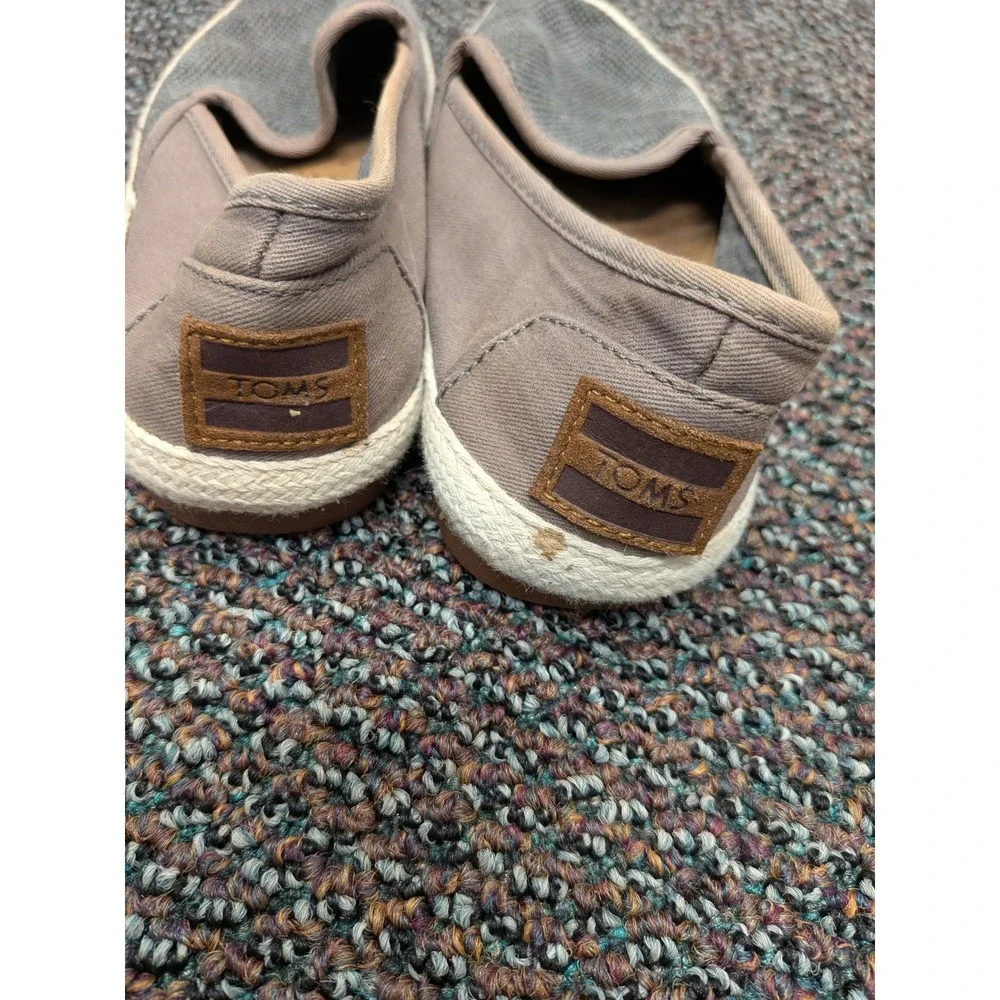 Toms‎ Womens Alpargata Slip On Shoes Grey Taupe Canvas Espadrille Flats 5.5